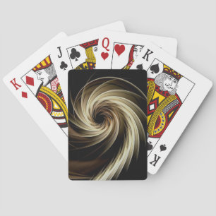 Golden Swirl Across Black Playing Cards