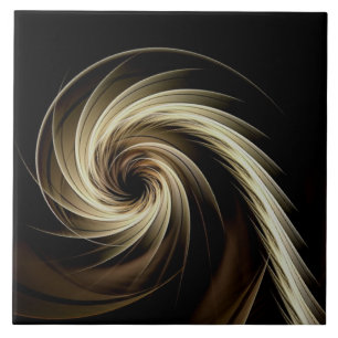 Golden Swirl Across Black  Tile