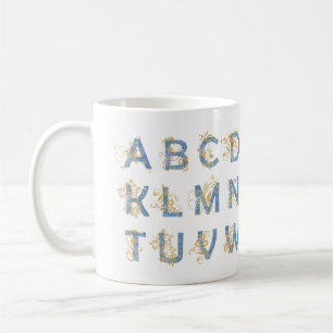 Golden Swirl Alphabet – Elegant Coffee Mug