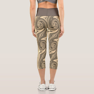 Golden Swirl - Cool Melted Gold Effect Rad Trippy Capri Leggings