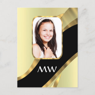 Golden swirl photo template postcard