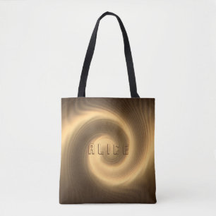 Golden swirl texture. Monogram. Tote Bag