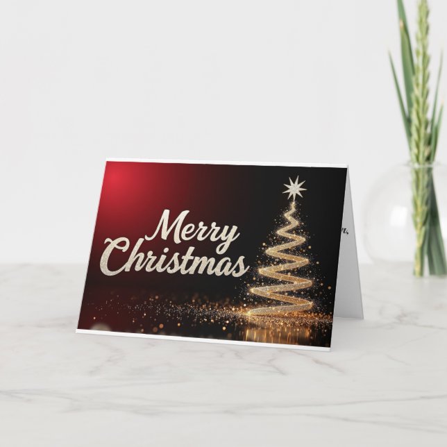 Golden Swirl Tree – Merry Christmas Radiance Thank You Card (Front)