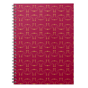 Golden Swirling Polka Dots on Burgundy Red Notebook
