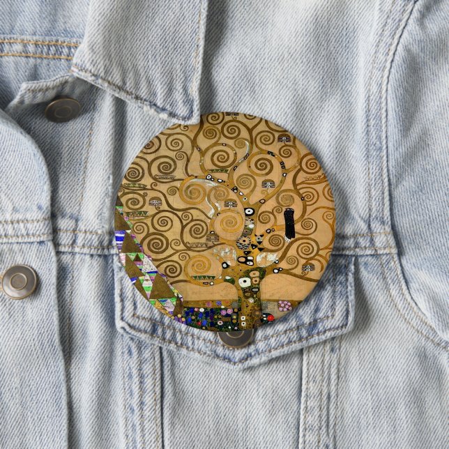 Golden Swirling Tree of Life Art Deco Symbolic  10 Cm Round Badge (In Situ)