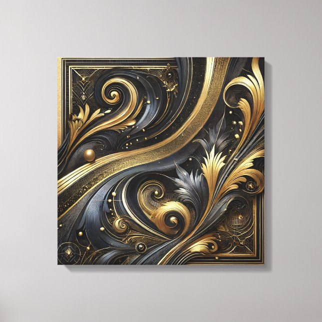 Golden Swirls and Curves Canvas Art (Front)