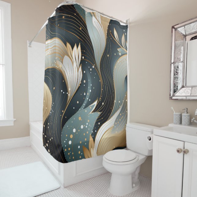 Golden Swirls and Intricate Patterns Shower Curtai Curtain (In Situ)