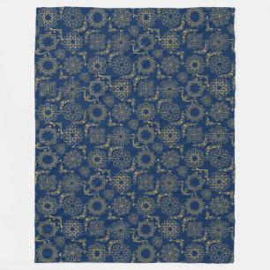 Golden Symbols Pattern 12.bw Black BG Fleece Blan Blanket