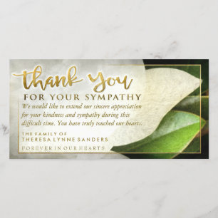 Golden Sympathy Thank You White Floral Card