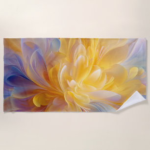 Golden Symphony of Blooming Abstract Petals Beach Towel