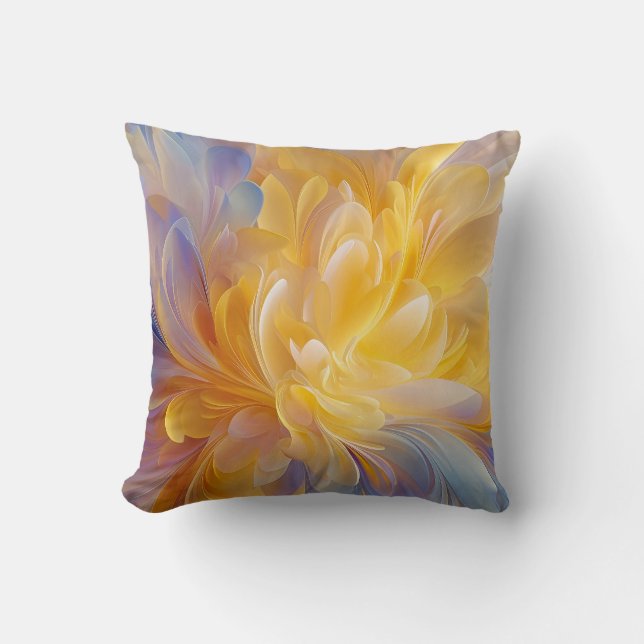 Golden Symphony of Blooming Abstract Petals Cushion (Front)