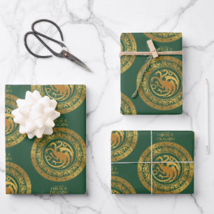 Golden Targaryen Crest Wrapping Paper Sheet