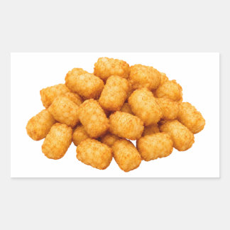 Golden Tater Tots on White Background Rectangular Sticker