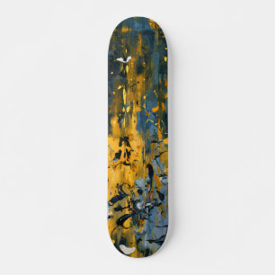 Golden Teal Grunge Streak Skateboard