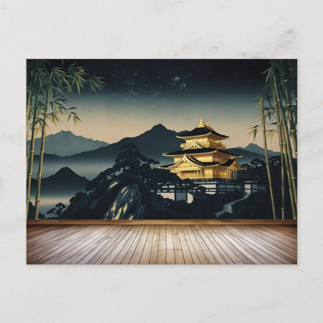 Golden Temple Under Starry Skies Postcard (Front)