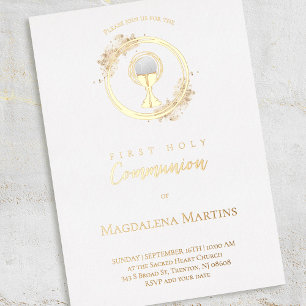 Golden text and design First Communion