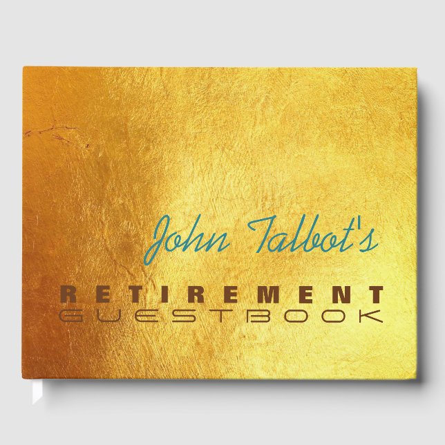 Golden Texture 2 Custom Retirement Guest Book (Front)