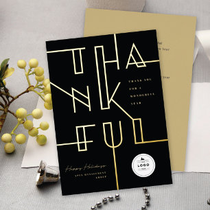 Golden Thankful Lines Stylish Typography Business