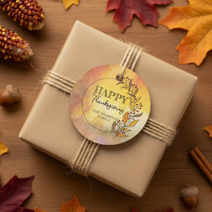 Golden Thanksgiving Wreath of Leaves & Berries  Favour Tags