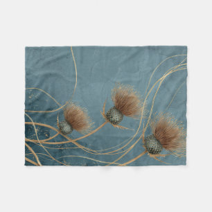 Golden Thistle Teal Blue Texture Elegance Fleece Blanket