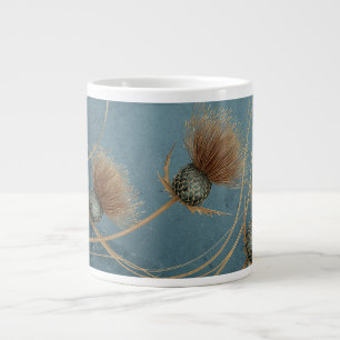Golden Thistle Teal Blue Texture Elegance Large Coffee Mug