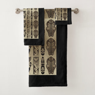 Golden Threads of Tradition • Afrocentric Black & Bath Towel Set