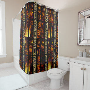 “Golden Threads of Tradition” Shower Curtain