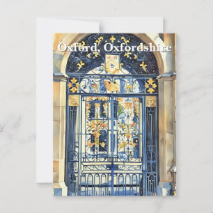 Golden Threshold – Ornate Gate in Oxford Postcard
