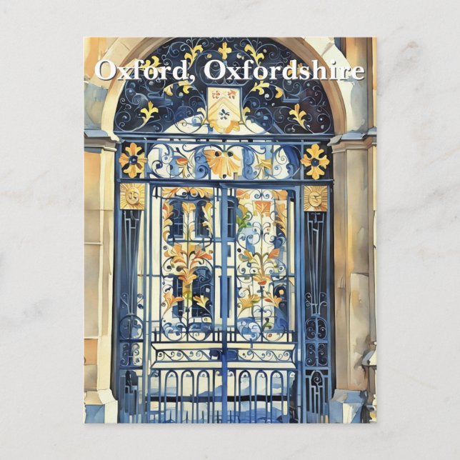 Golden Threshold – Ornate Gate in Oxford Postcard (Front)