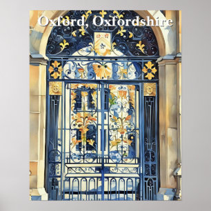 Golden Threshold – Ornate Gate in Oxford Poster