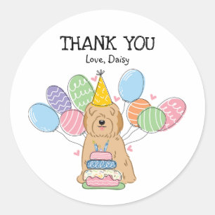 Golden Tibetan Terrier Birthday Favour Tags Sticke