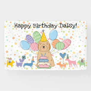 Golden Tibetan Terrier Dog Birthday Party Banner