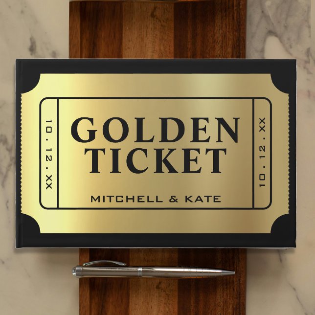 Golden Ticket Black & Gold Wedding Guest Book (Golden Ticket Black & Gold Wedding Guest Book
)