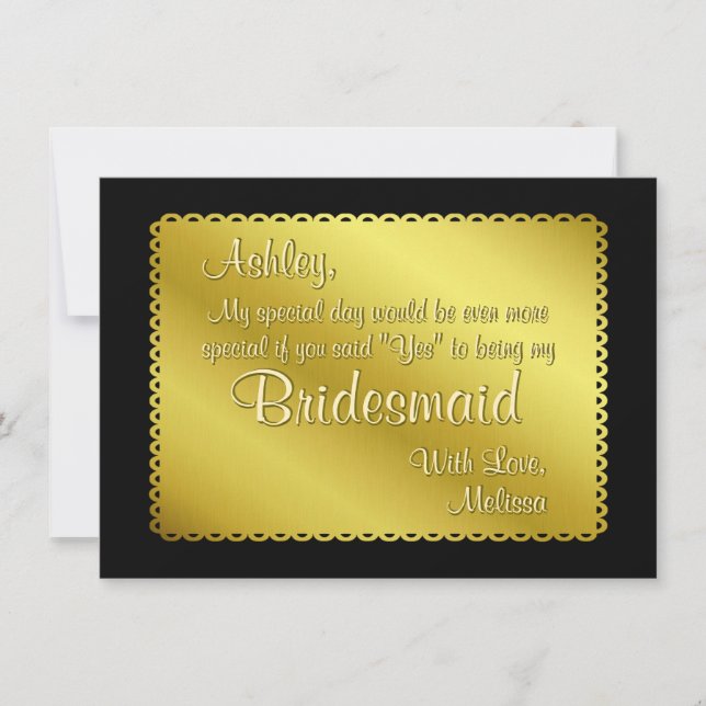 Golden Ticket Look Will You Be My Bridesmaid Invitation (Front)