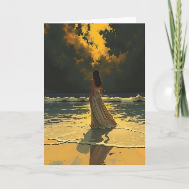 Golden Tide of Solitude | Celestial Tides Blank Card (Front)