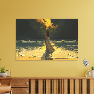 Golden Tide of Solitude Celestial Tides Canvas Print