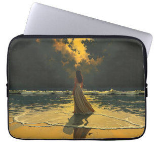 Golden Tide of Solitude   Celestial Tides Laptop Sleeve