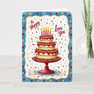 Golden Tiered Birthday Card