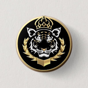 Golden Tiger Crest Emblem 3 Cm Round Badge