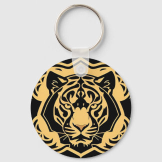 Golden Tiger Crest Emblem Key Ring