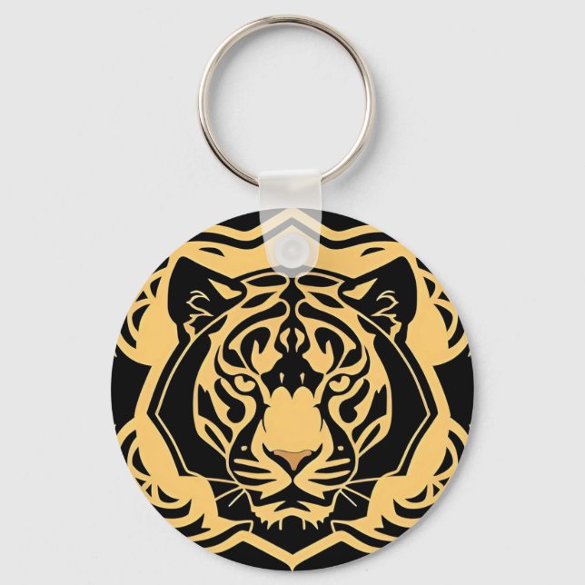 Golden Tiger Crest Emblem Key Ring (Front)