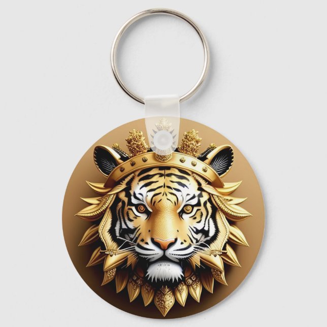 Golden Tiger Crest Emblem Key Ring (Front)