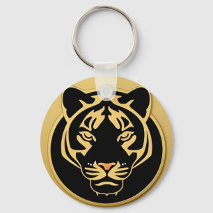 Golden Tiger Crest Emblem Key Ring