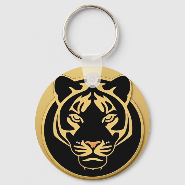Golden Tiger Crest Emblem Key Ring (Front)