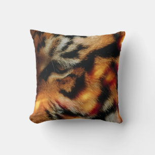 Golden Tiger Eye Close-Up Wildlife Poster Cushion