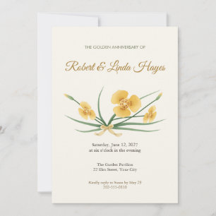 Golden Tiger Flower 50th Anniversary Invitation