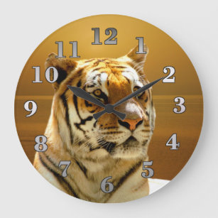 Golden Tiger Large Clock