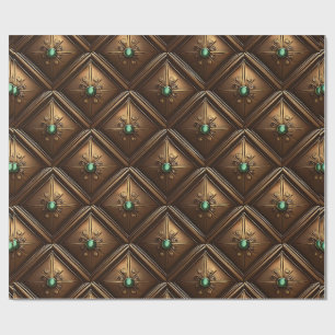 Golden Tiles With Emeralds Wrapping Paper