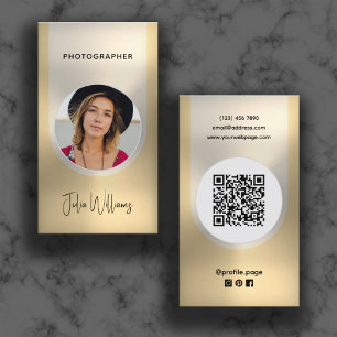 Golden tone faux metallic photographer business card