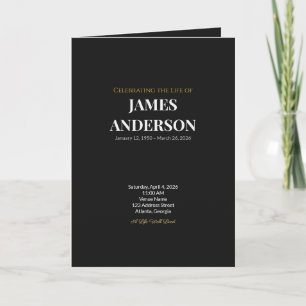 Golden Tone on Black Bi-fold Memorial Program Invitation